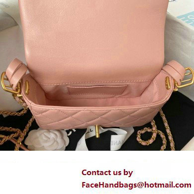 Chanel Lambskin  &  Gold-Tone Metal Mini Flap Bag AS4340 Pink 2023